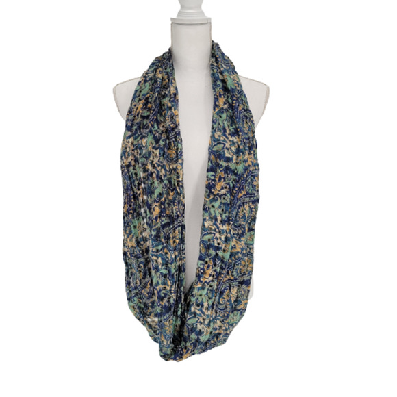 Ecote Infinity Scarf Window Pane Cut-Out Paisley Blue/Green - Picture 2 of 5